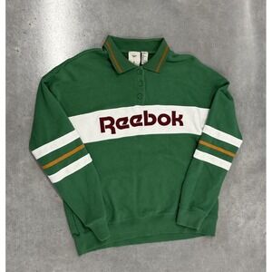 Reebok X Forever 21 Vintage Inspired‎ Retro Collared Sweatshirt Womens S Green